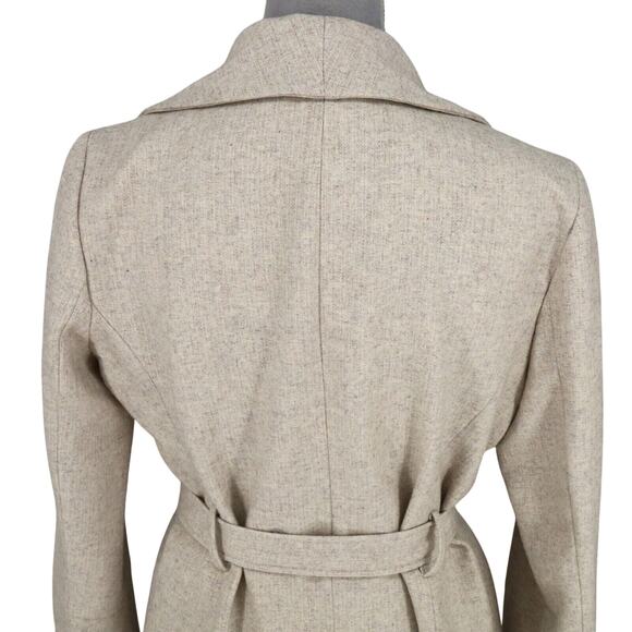 Chicwish Jacket Womens XL Ivory Short Coat Wool Blend Lined Open Front Belted - Picture 9 of 16